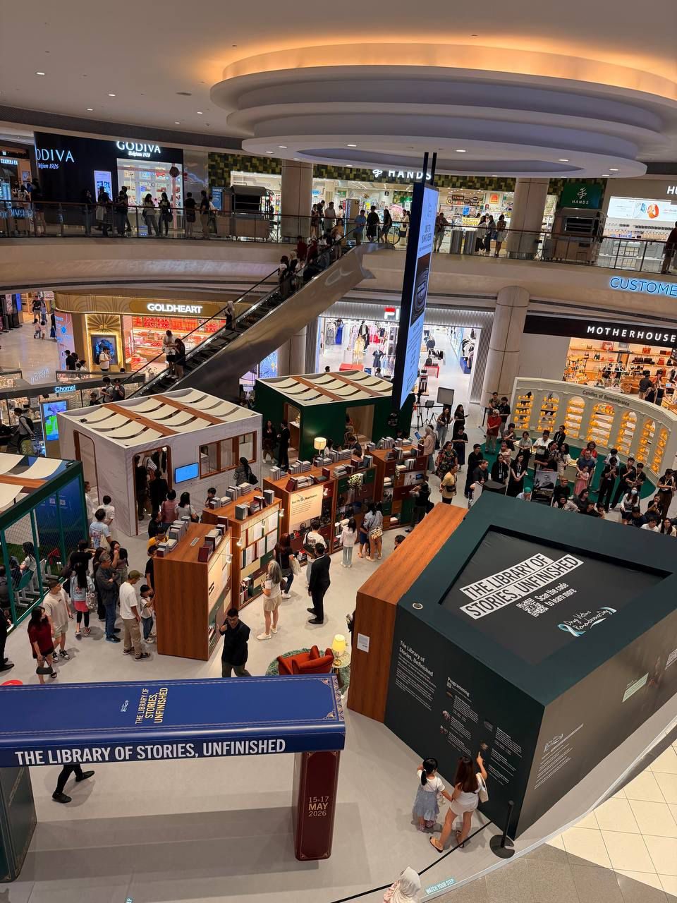Overhead view of The Library of Stories, Unfinished at Suntec City
